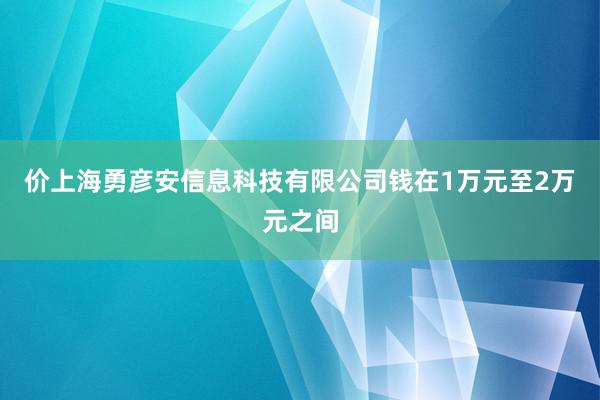价上海勇彦安信息科技有限公司钱在1万元至2万元之间